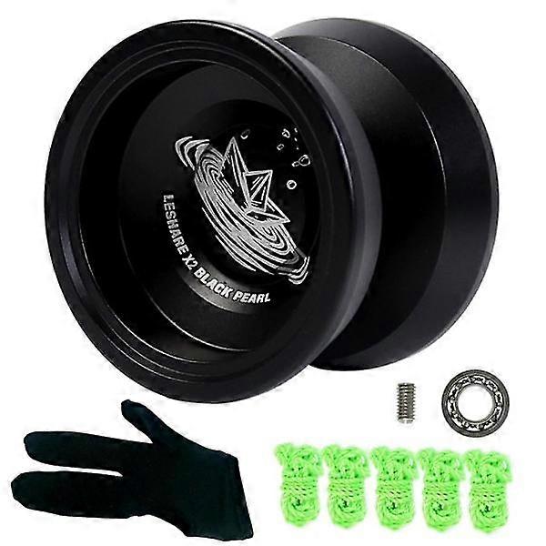 子供用アルミニウムヨーヨー、プロ用ヨーヨーボール、初心者用、手袋&5弦、ブラック