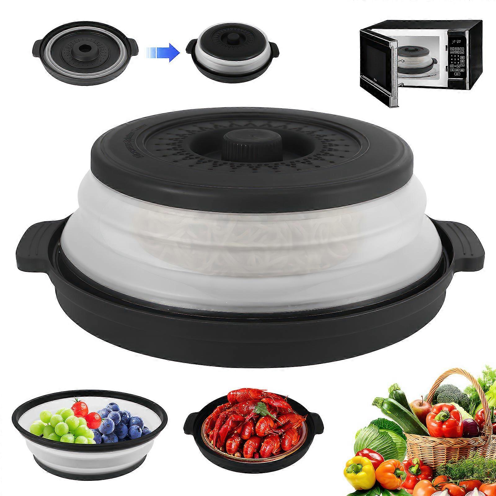 Folding Microwave Cover with Base Black