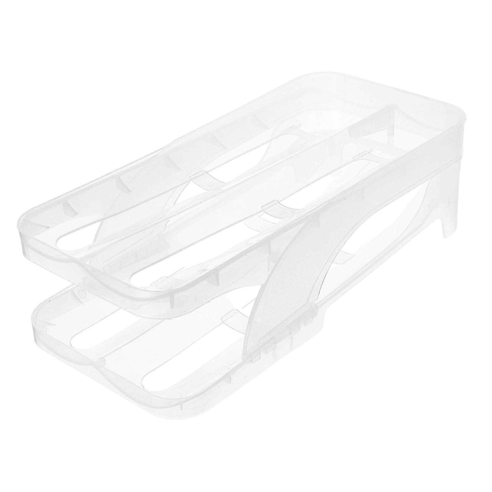 Egg Rack Egg Refrigerator Holder with Wheels, Transparent Plastic Egg Dispenser, Practical Egg Holder for Countertop
