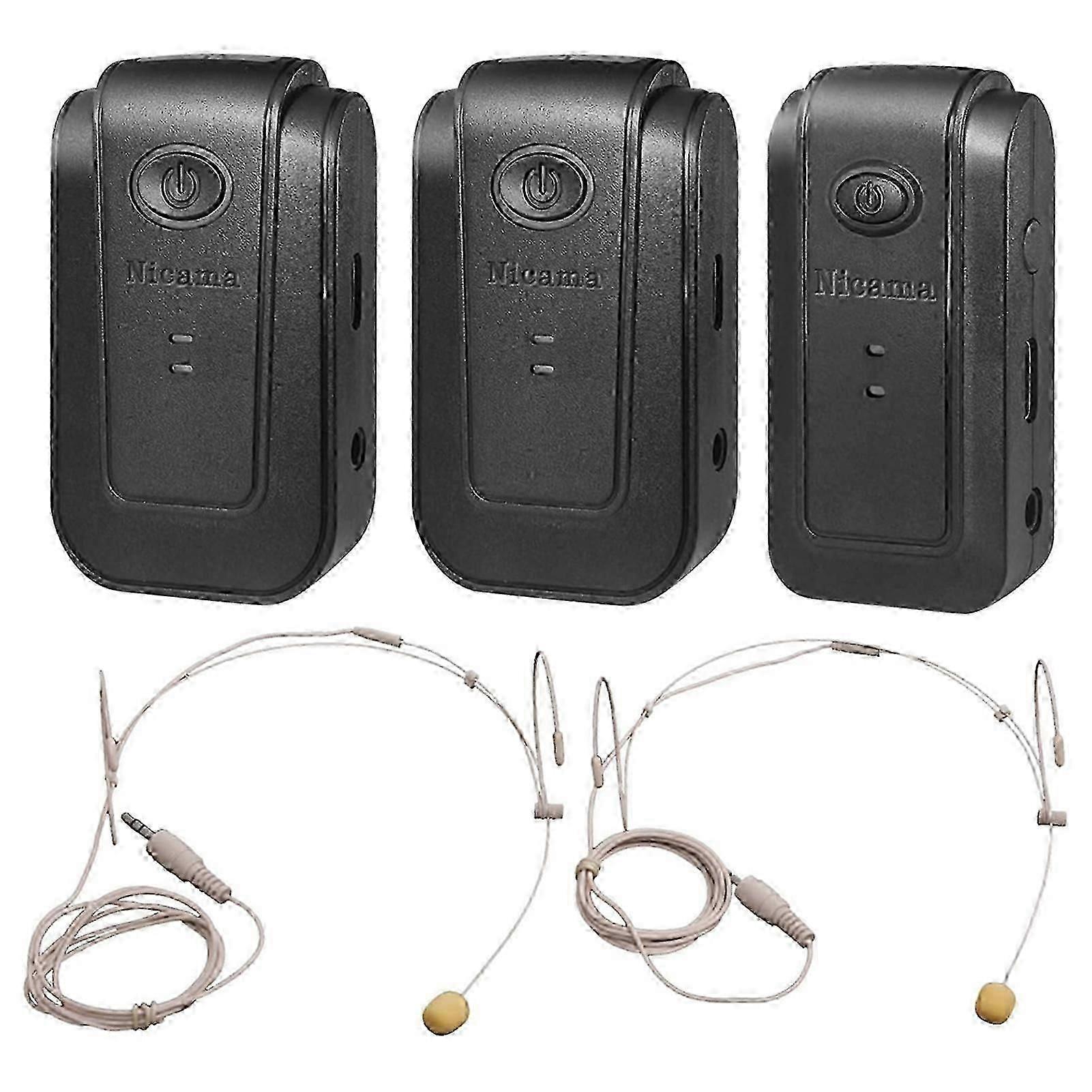 AS3 2TX+RX Headset Wireless Headworn Microphone Long Transmission Range for Outdoors Vlogging