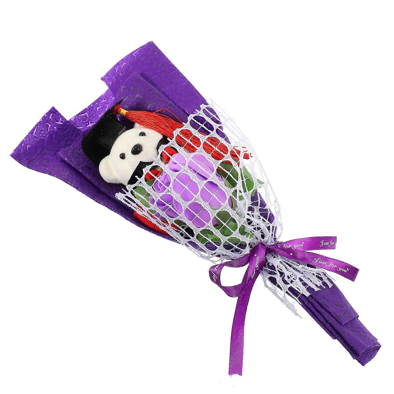 Purple Graduation Bear Bouquet Chic Bear Doll for Gift
