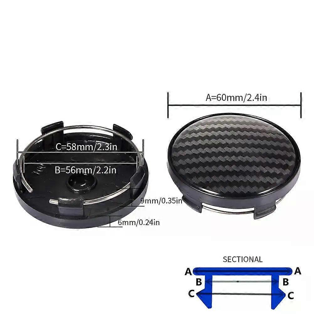 4pcs Carbon Fiber Pattern Texture Car Hub Abs Cover No Logo Modified Hub Center Cover Black Car Suv Wheel Center Hub Cover