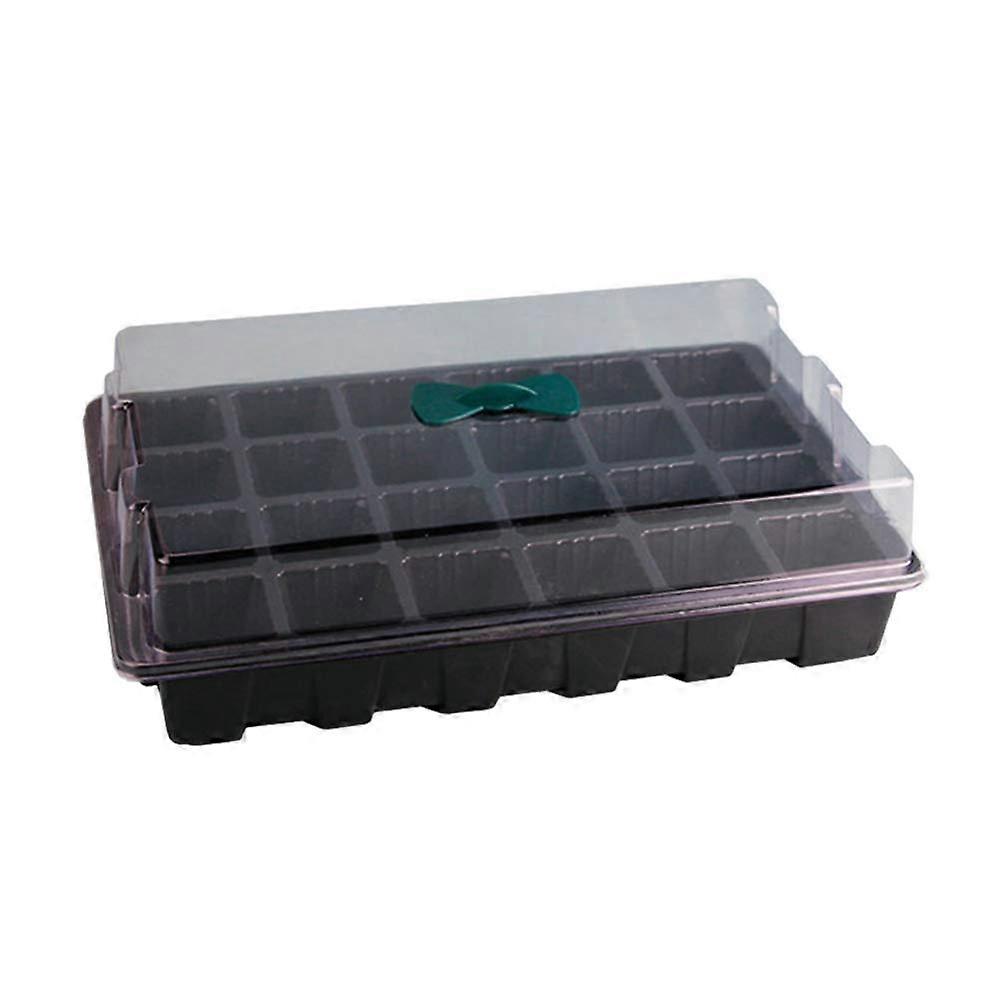 Indoor Greenhouse Set Of 3 24 Hole Propagation Boxes With Lid Seed Pots Seedling Starter Trays