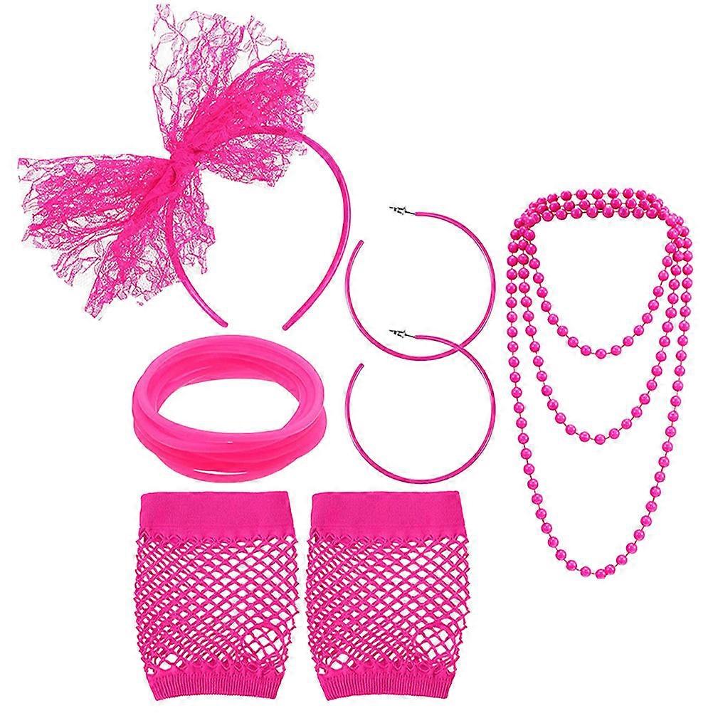 Retro Themed Party Accessories Set Headband, Necklace, Bracelet, Earrings, Gloves Lightweight, Durable, Ideal for Costumes, Photo Props,