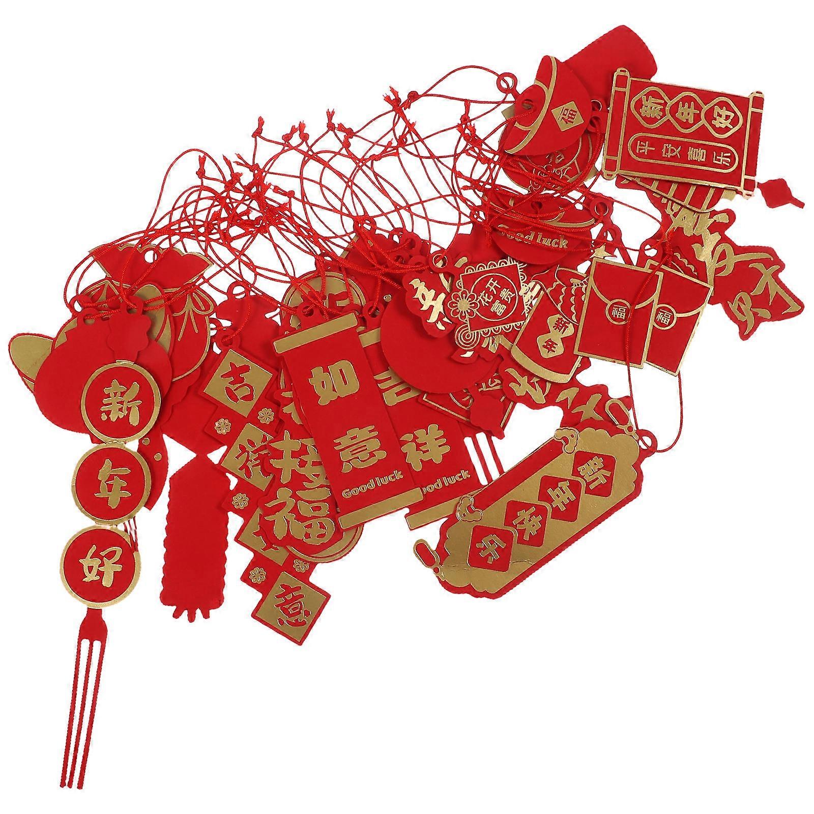 Lucky Red Hanging Ornaments for Spring Festival – Reusable Decorative Charms for Home, Bonsai, Potted Plants, and Car Windows – Symbolizing Wealth