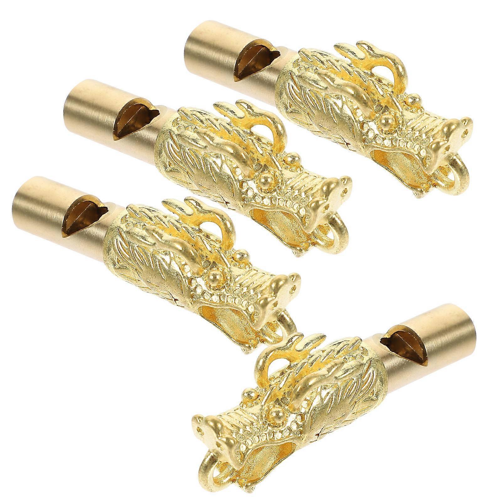 Brass Whistle 4Set Emergency Signal Outdoor Survival Animal Head Design Perfect For Sports Competition And Emergency Situations