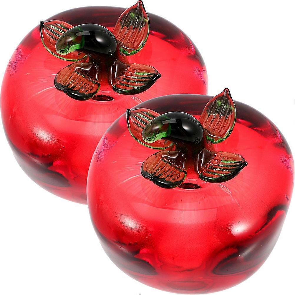 2pcs Red Crystal Persimmon Ornament for Home Use Decorative Fruits Desk Decor