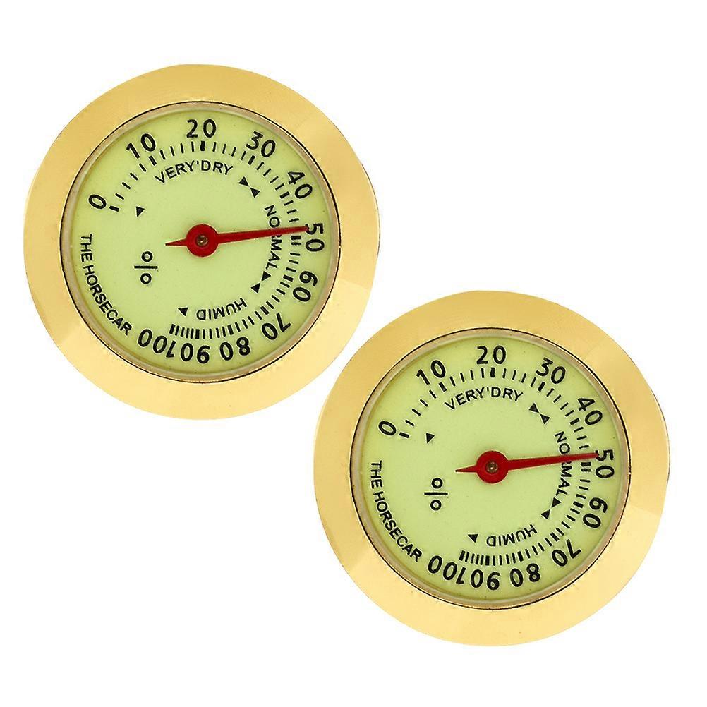 Humidity Monitoring Cigar Hygrometer Gauge For Musicians Versatile Applications 2Pcs Round Golden Mechanical Design