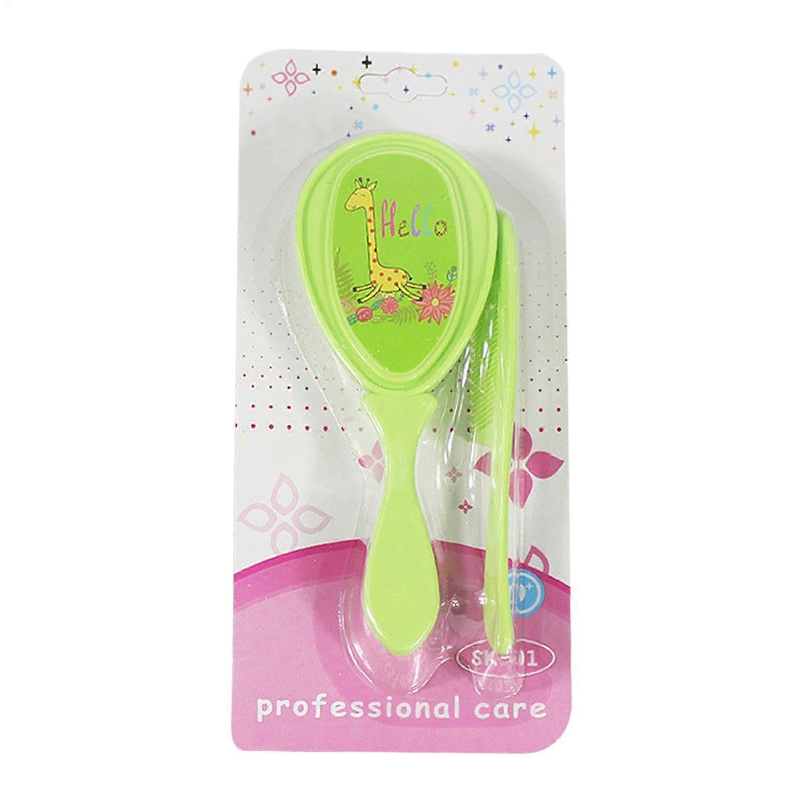 Baby Hair Brush Set with Soft Bristles for Cradle Cap and Sensitive Scalp Care, Green