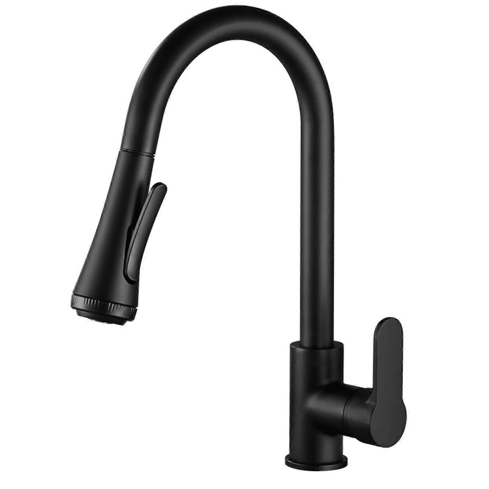 Pull-Down Kitchen Faucet with 360° Swivel, High Arc Black Mixer Tap, Dual Control for Hot and Cold Water, Nero Black