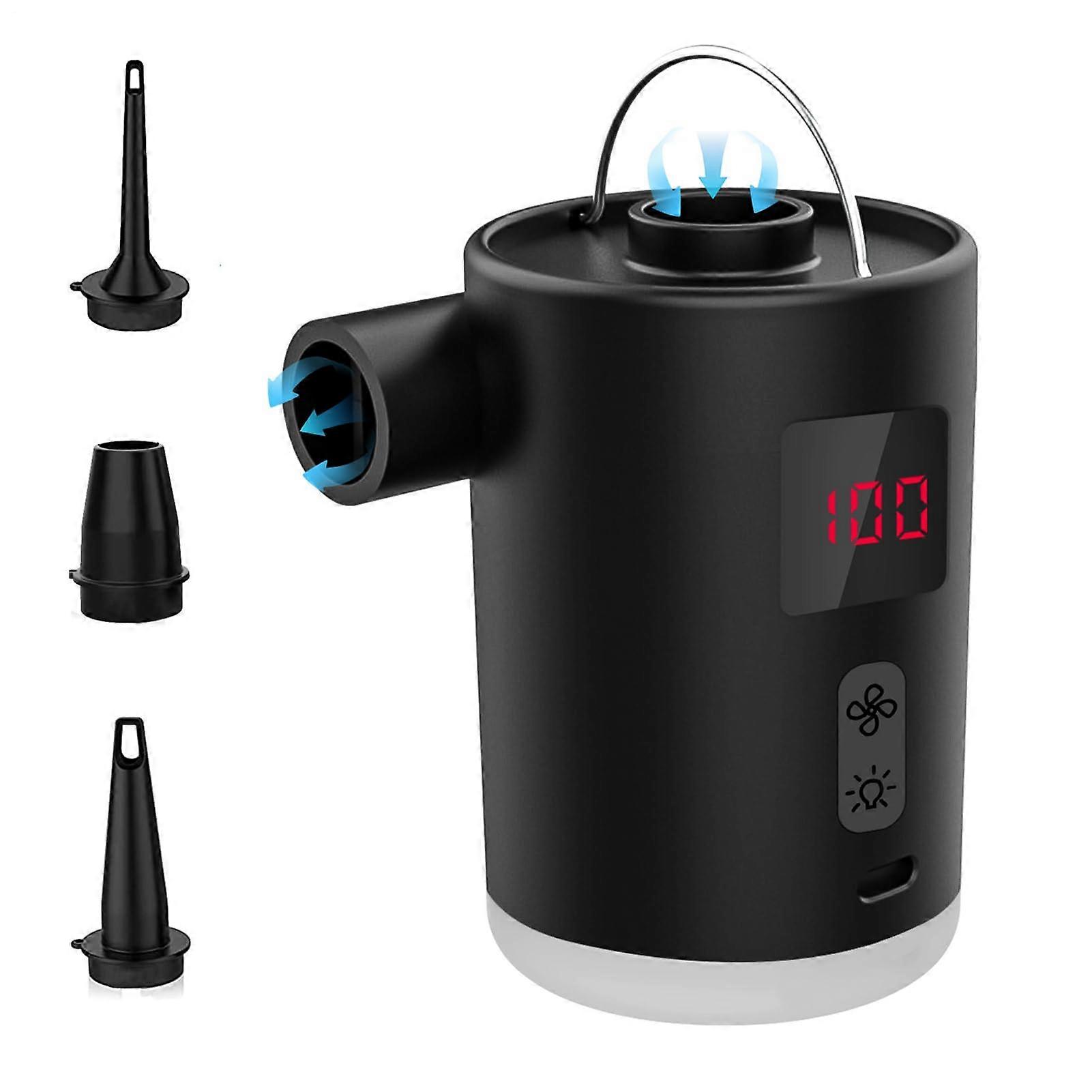 Electric Air Pump for Inflatables Mini Inflator Rechargeable Inflation Device LED Light Travel Pump for Inflatables