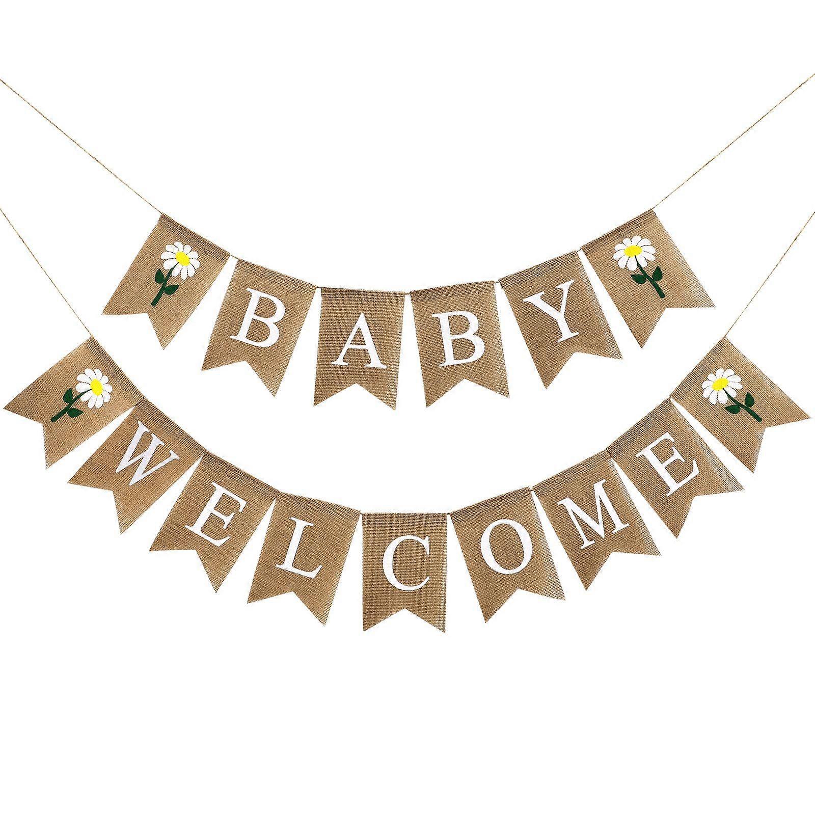 1 Set Baby Birthday Party Cartoon Linen Swallowtail Banner Hanging Ornament
