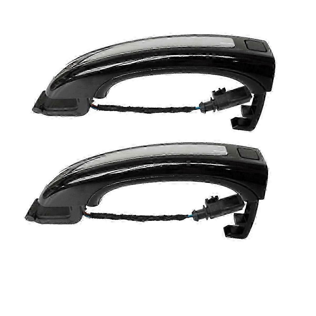 2pcs Car Black+Chroem Smart Exterior Door Handle W/Key Button suitable for 2007-2015 4L0837205A 4L0837207A 4L0 837 205B Edition 0820
