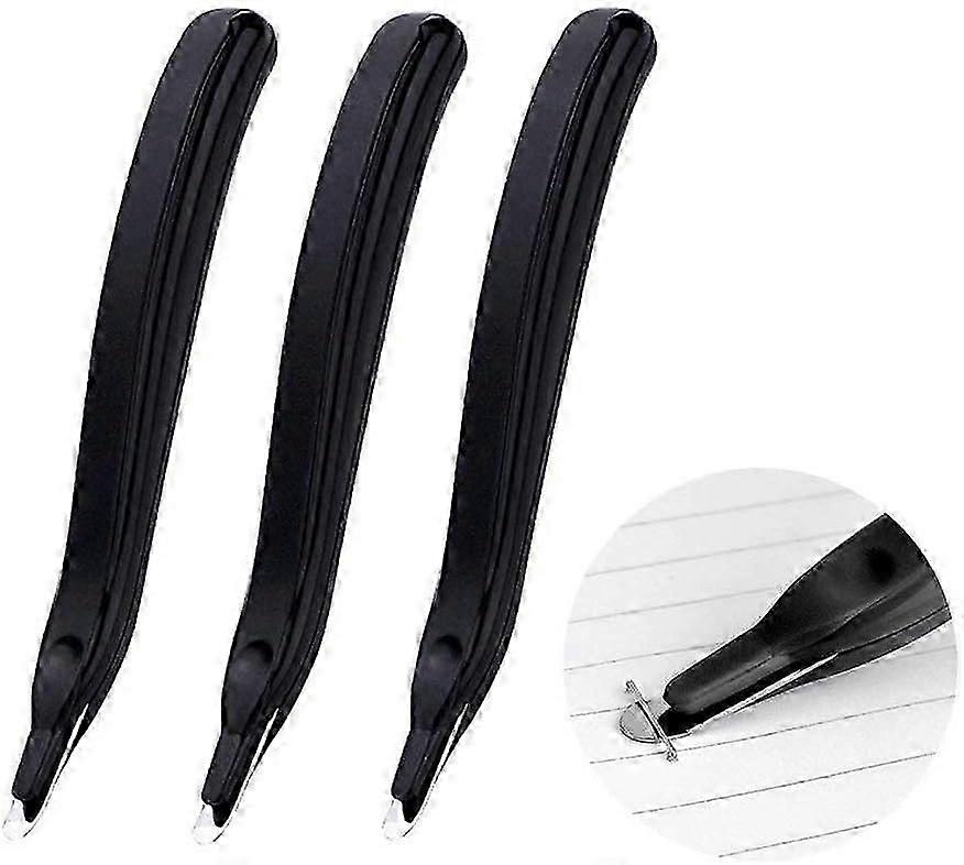 3 PCS Magnetic Staple Remover Puller Rubberized Staple Removal Tool (Black)