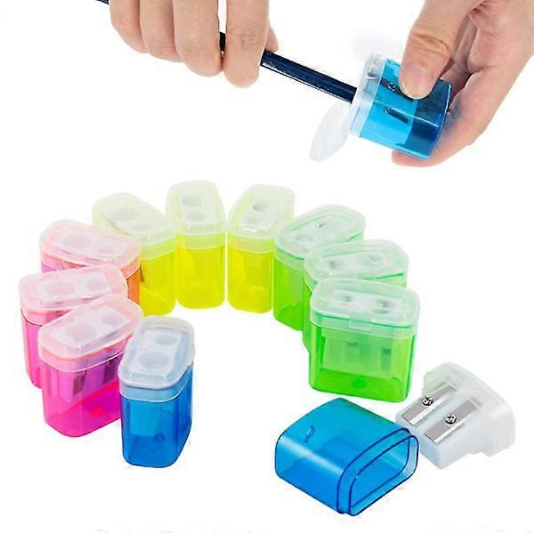 12-pack Small Manual Pencil Sharpener with Lid for Children, School
