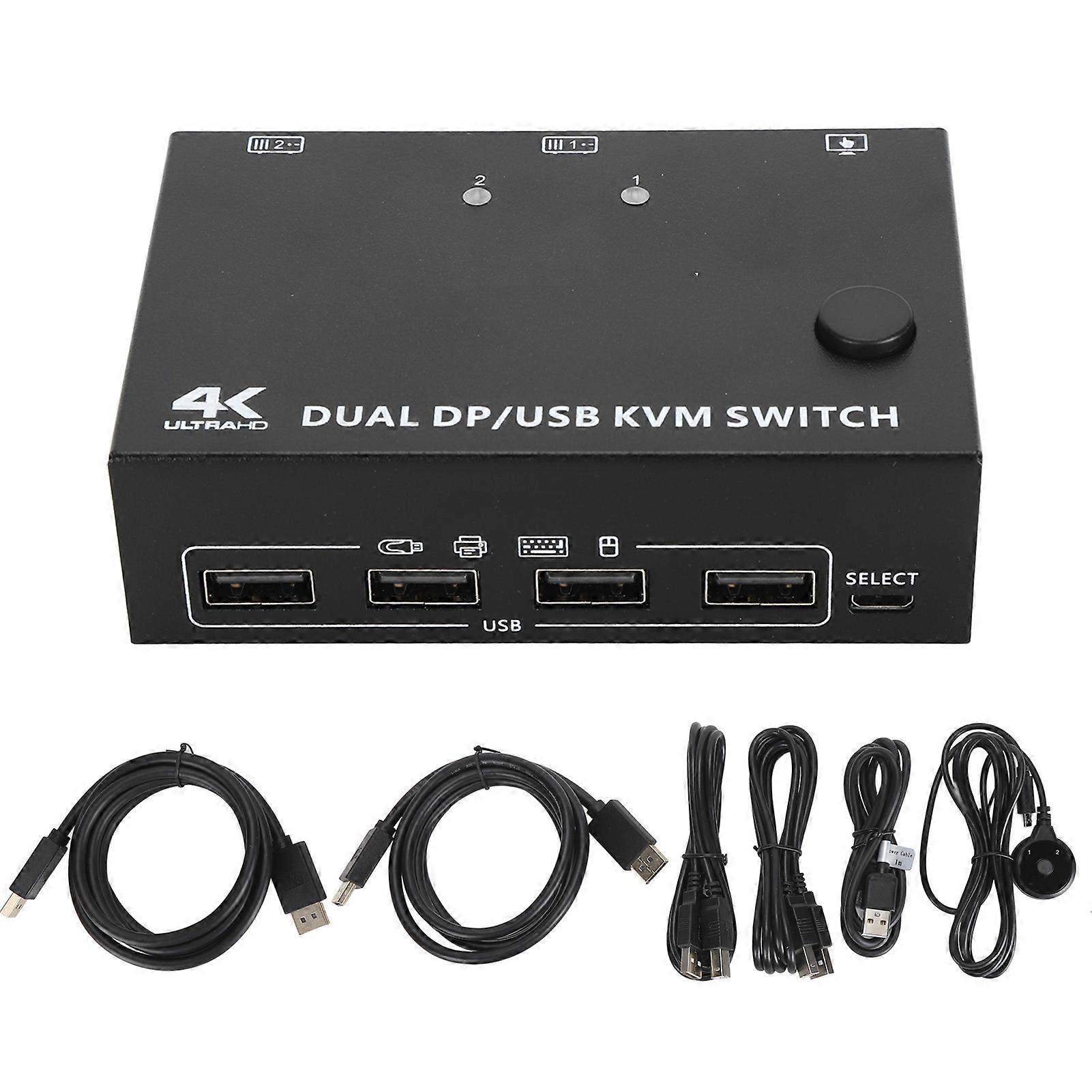 8K KVM Switch for 2 Monitors and 2 Computers DisplayPort USB 2.0 Plug and Play