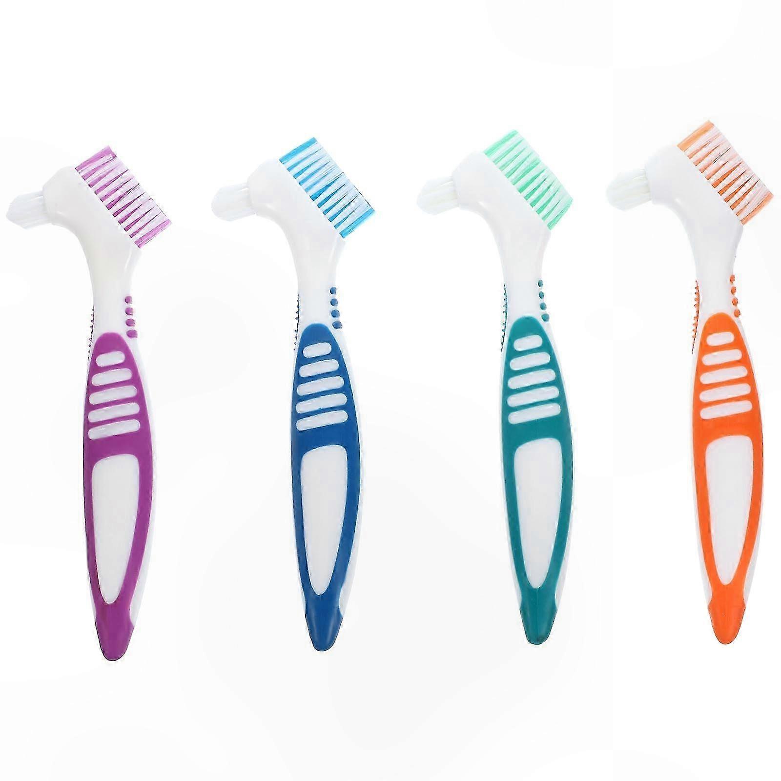 4-Pack Denture Cleaning Tools Soft Bristle Brushes for False Teeth Care