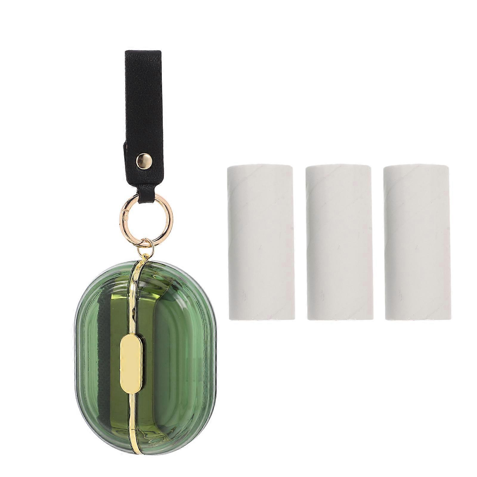 Mini Lint Roller For Pet Hair Removal On The Go Use Compact Case Round Handle 4Piece Set