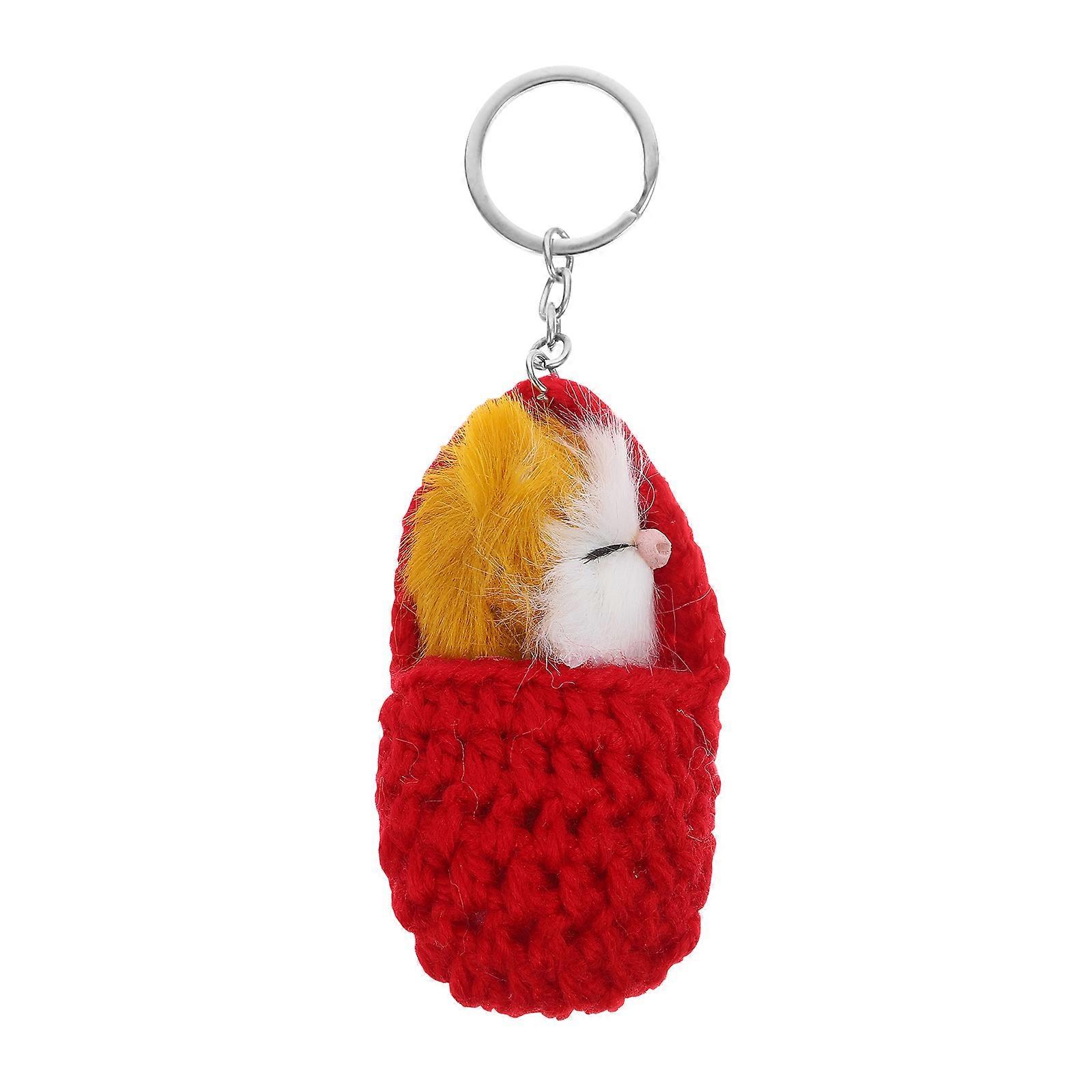 Red Sleeping Mouse Keychain Made of Durable Alloy for Bag Decoration with Lovely Design