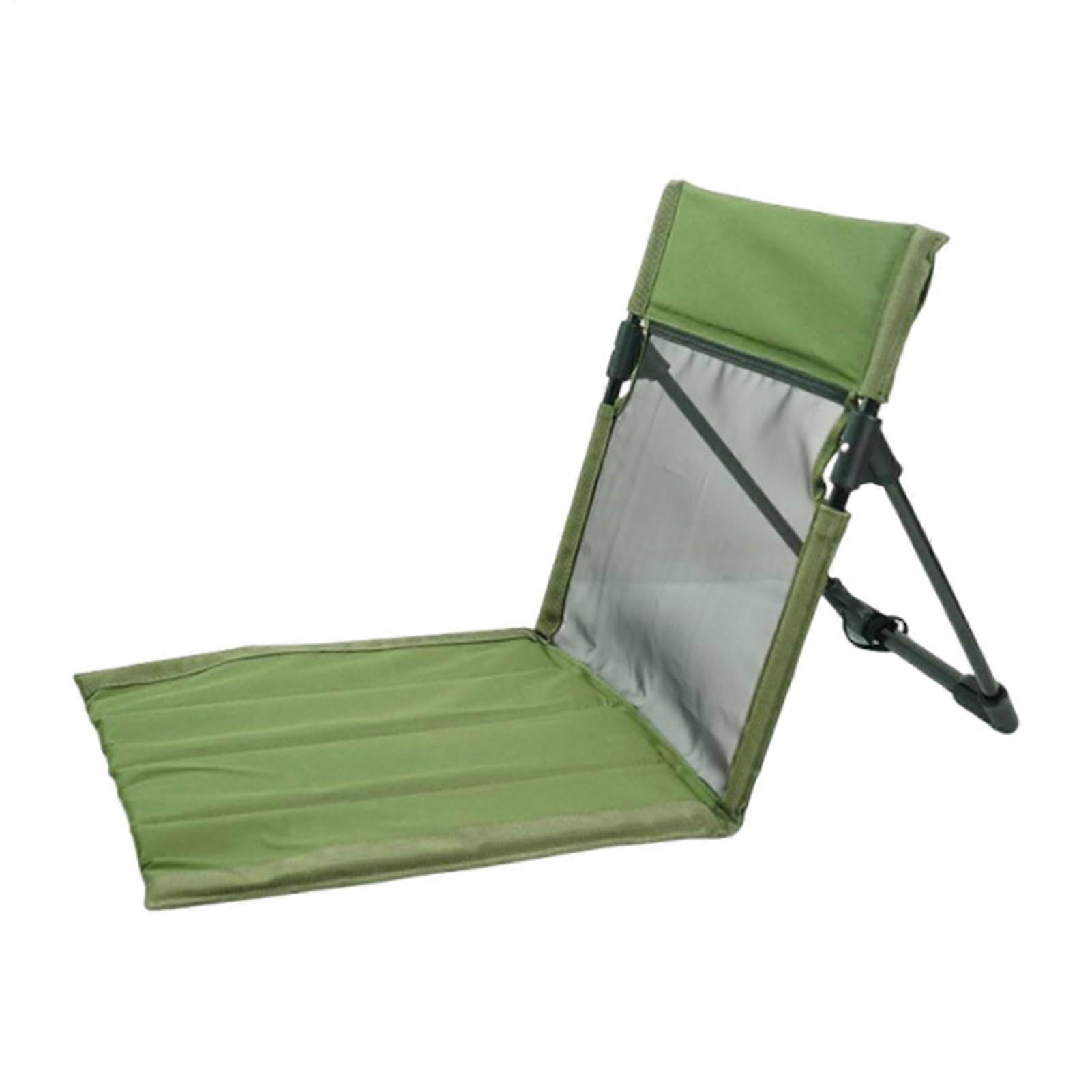 Foldable Chair For Fishing With Backrest, Portable Floor Seat With Storage Bag, Breathable Green RV Patio Hiking Stool