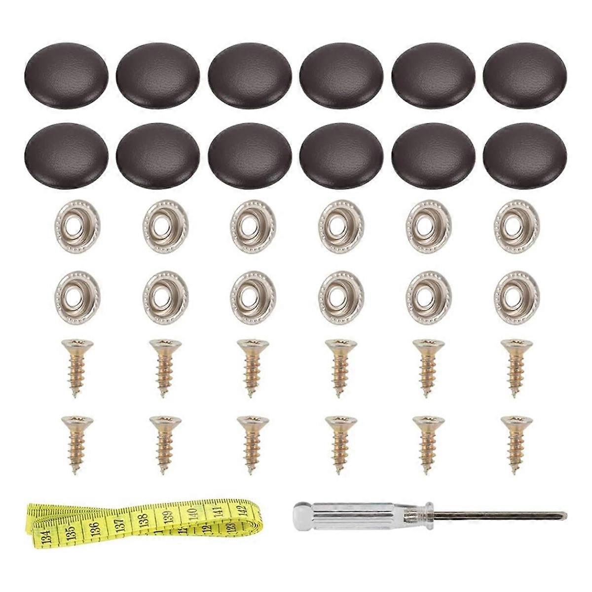 1Set Leather Snap Upholstery Buttons Fit for Tufting Furniture Bed Sofa Chair, Car Seat RV Roof Coffee Color