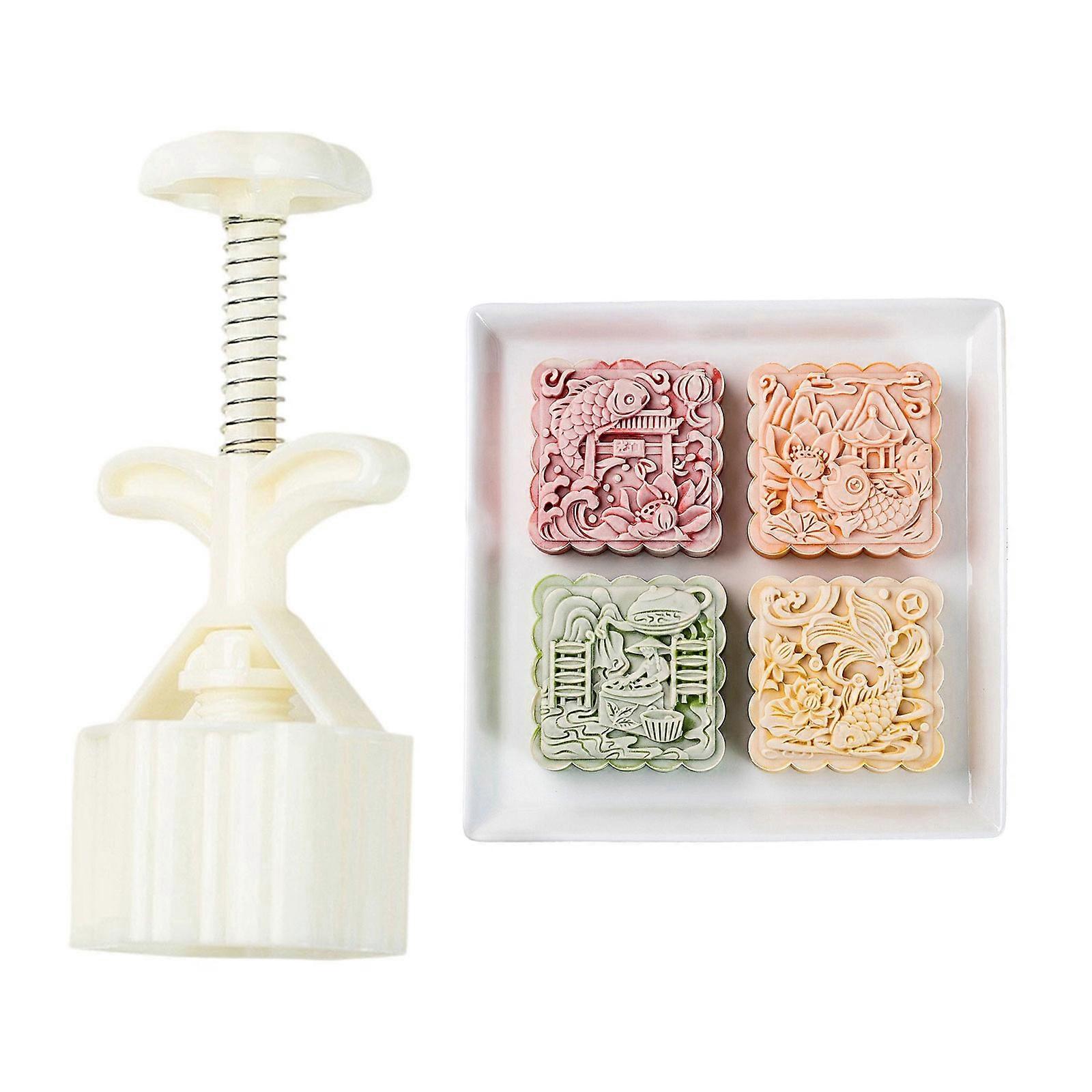Multiple Capacity Mooncakes Press Molds 75g Option Chinese Cultural 3D Pattern Baking Utensils ABS Plastic Multicolor