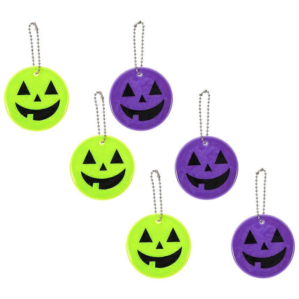 Reflective Pendants Pumpkin Hanging Ornaments for Safety 6Pcs