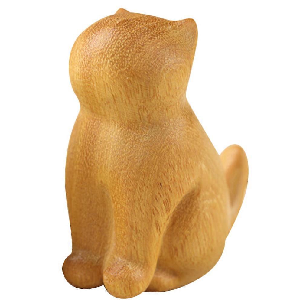Wooden Cat Figurine Ornament 3Pcs Small Sitting Kitten Statue for Display