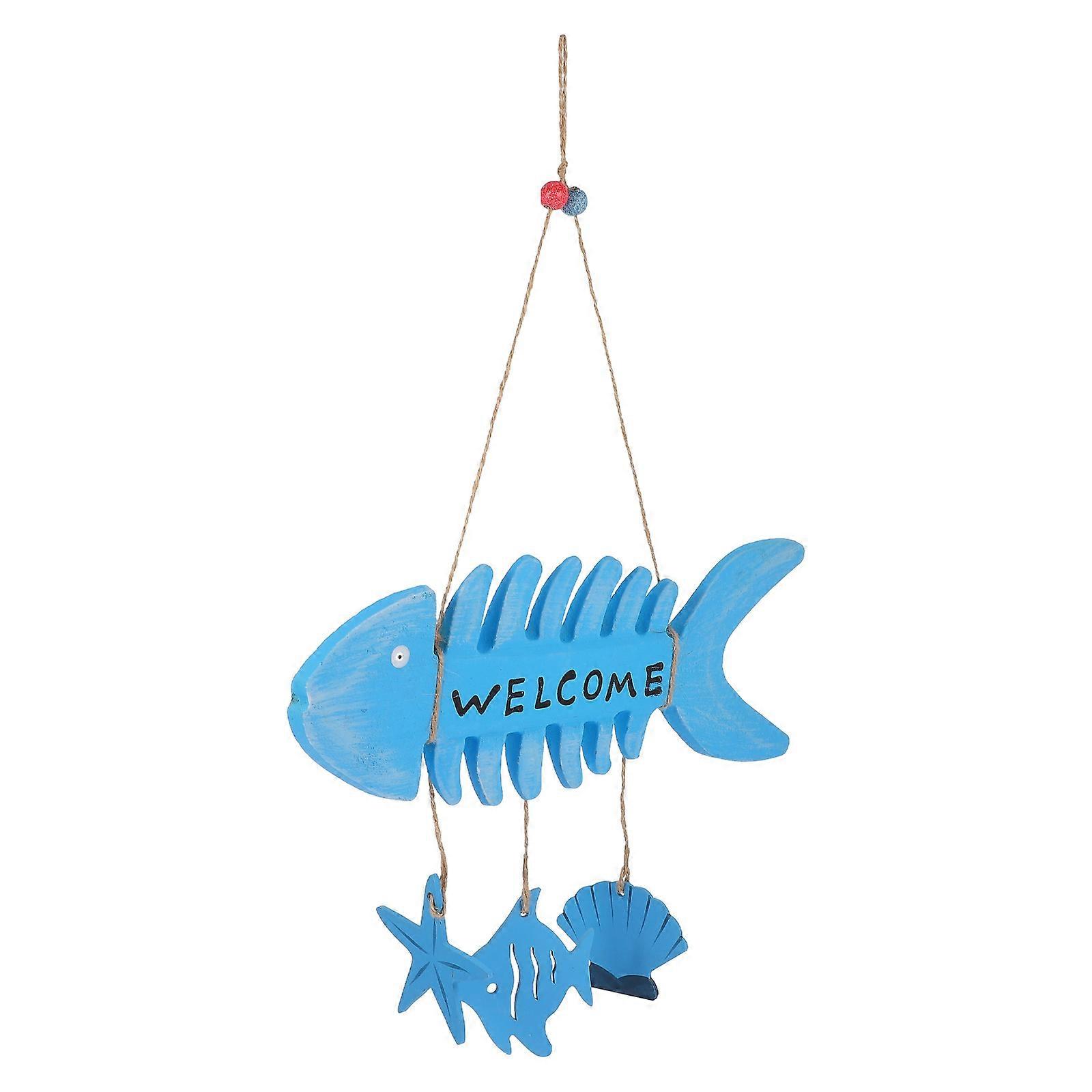 Door Hanging Boards Mediterranean Style Fish Bone Welcome for Home 2Pcs