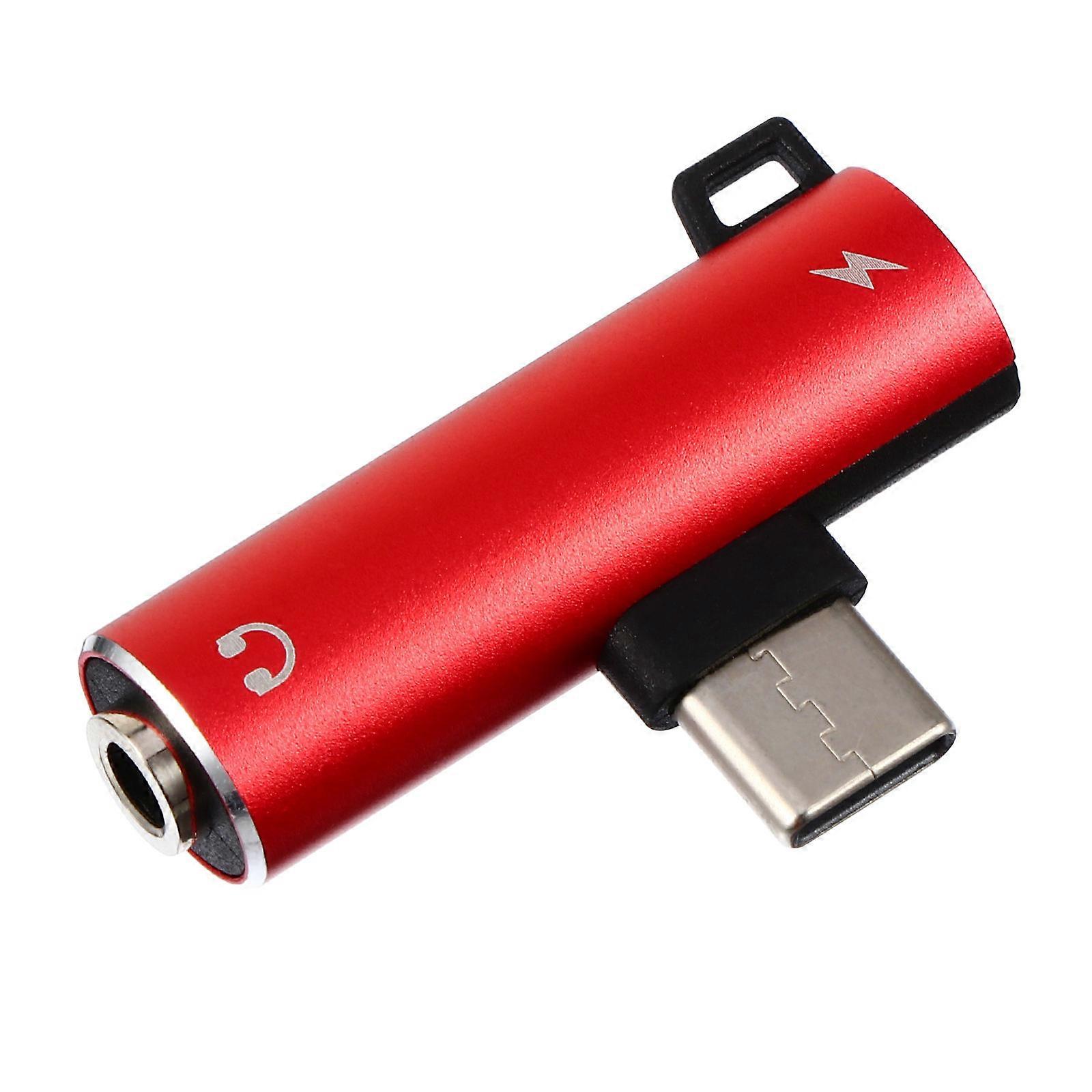 Earphone Charging Adapter for Type-C to 3.5mm Audio 1Pcs Red Alloy