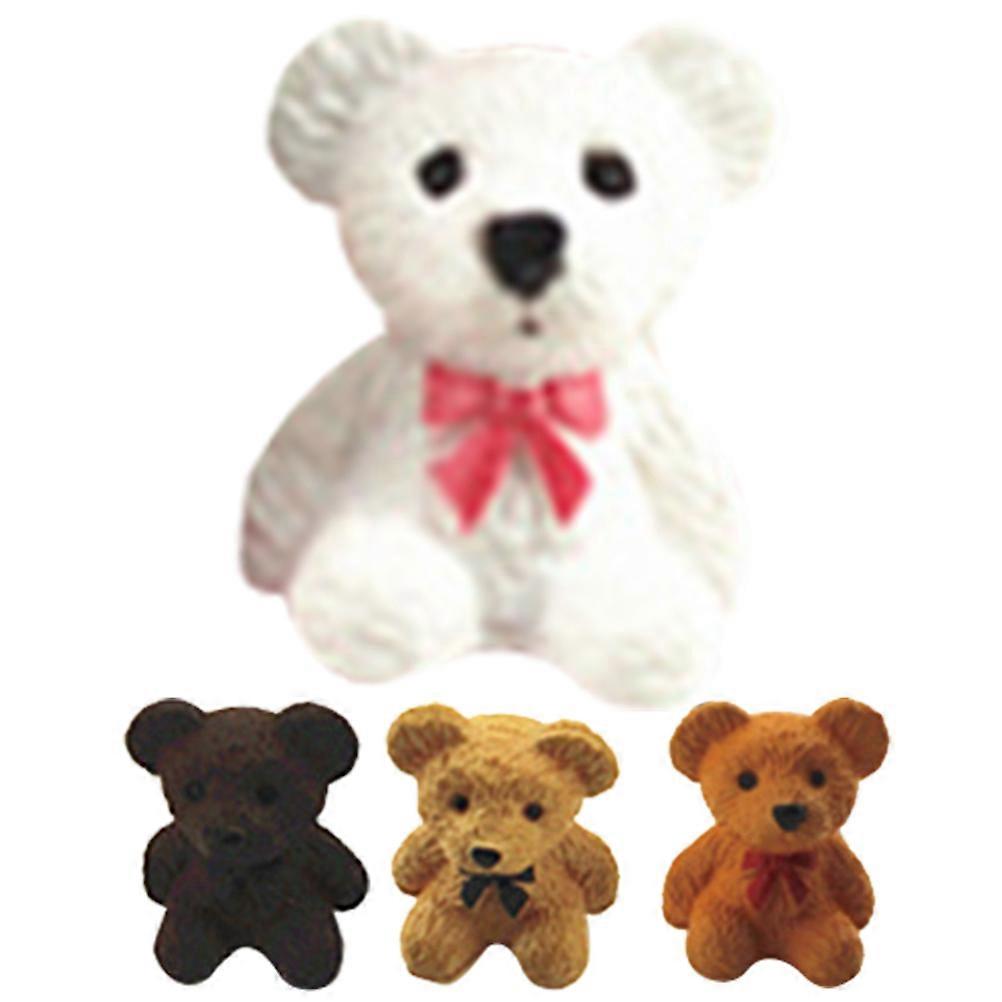 Plastic Tiny Bear Figurines for Decor 4Pcs Mini Bear Models Small Adorable Bears