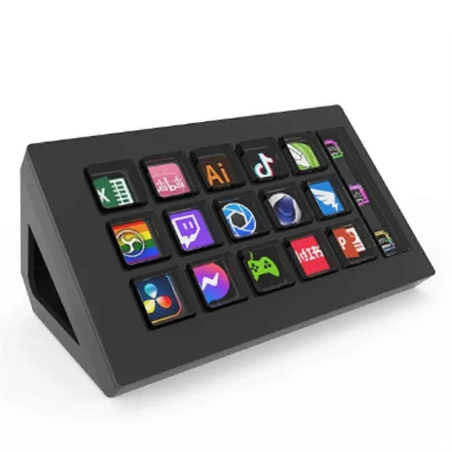 For StreamDeck Keyboard LCD 15Keys Content Creation Controller(Black)
