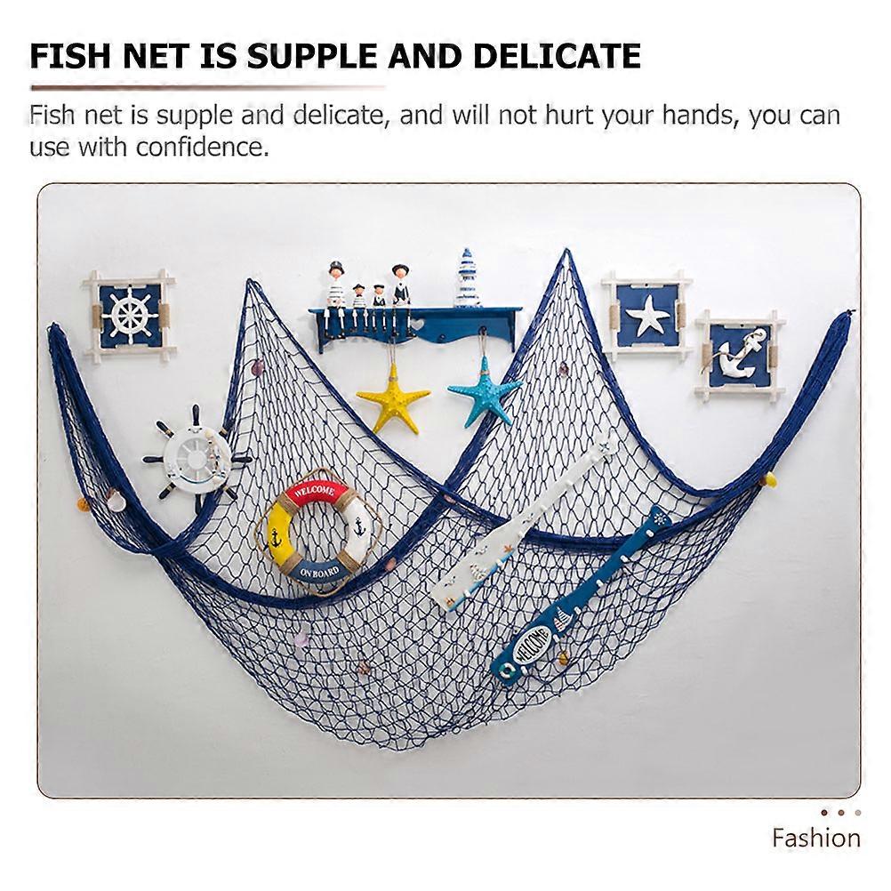 Fishing Net Fish Net Decoration for Homeowners Cotton and Linen Sky-Blue for 1Set