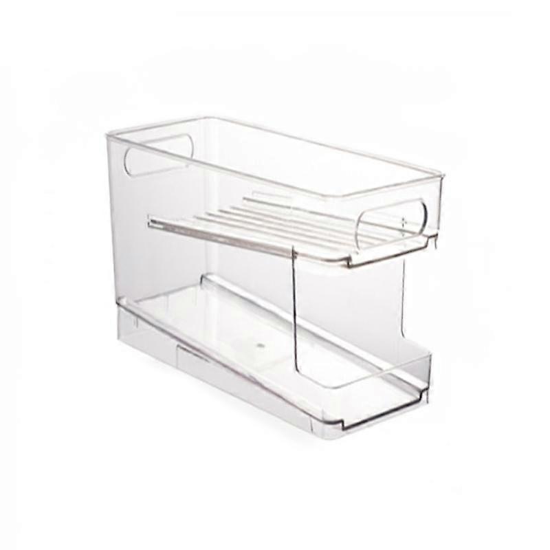 Transparent Refrigerator Beer Sorting Storage Rack, Double-layer Automatic Roll-off Storage Box For 