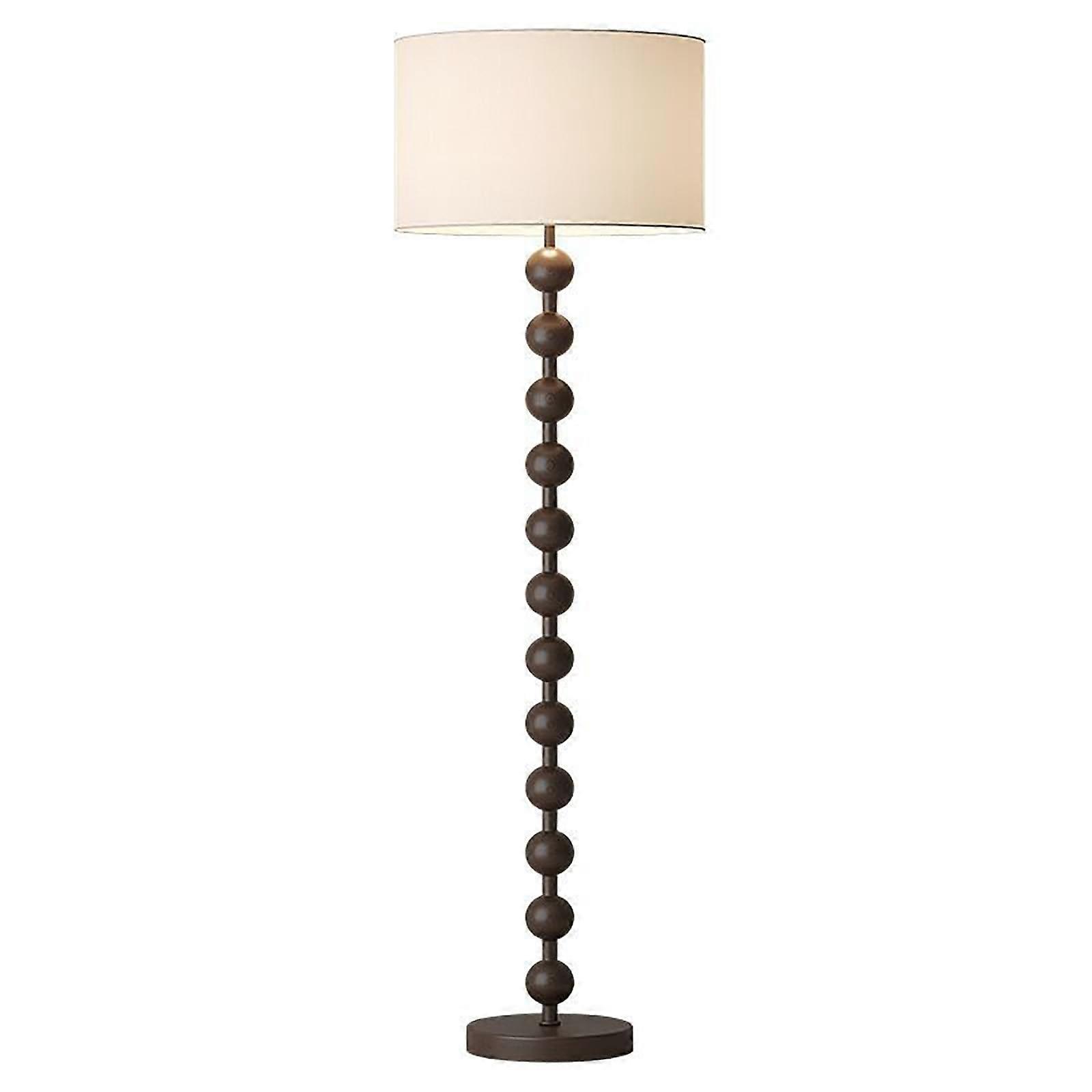 Wooden LED Floor Lamp With Fabric Lampshade, Retro 3-Color Dimming, Mid-Century Standing Lamp, E27 Tall Pole Lamp