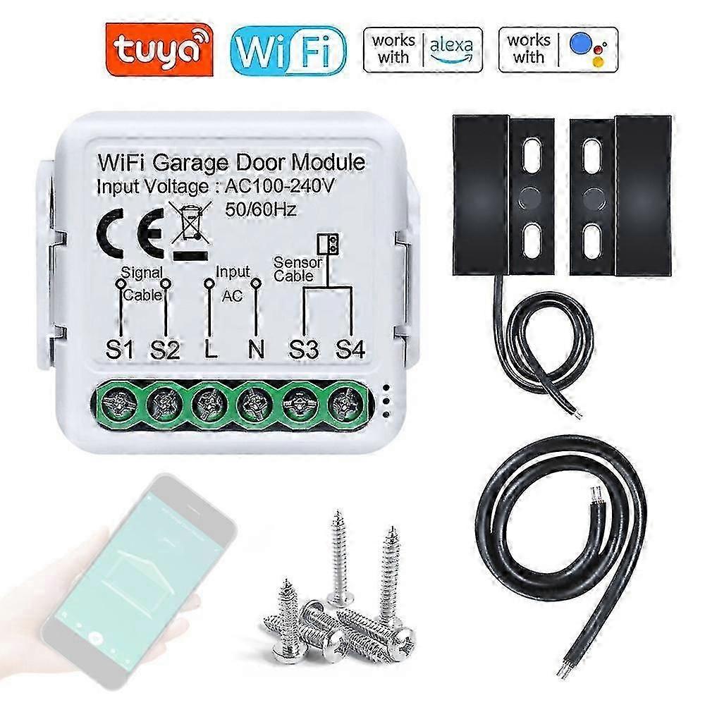 Tuya WiFi Garage Door Opener Controller Mobilephone Remotely APP Control Compatible with Alexa Googl