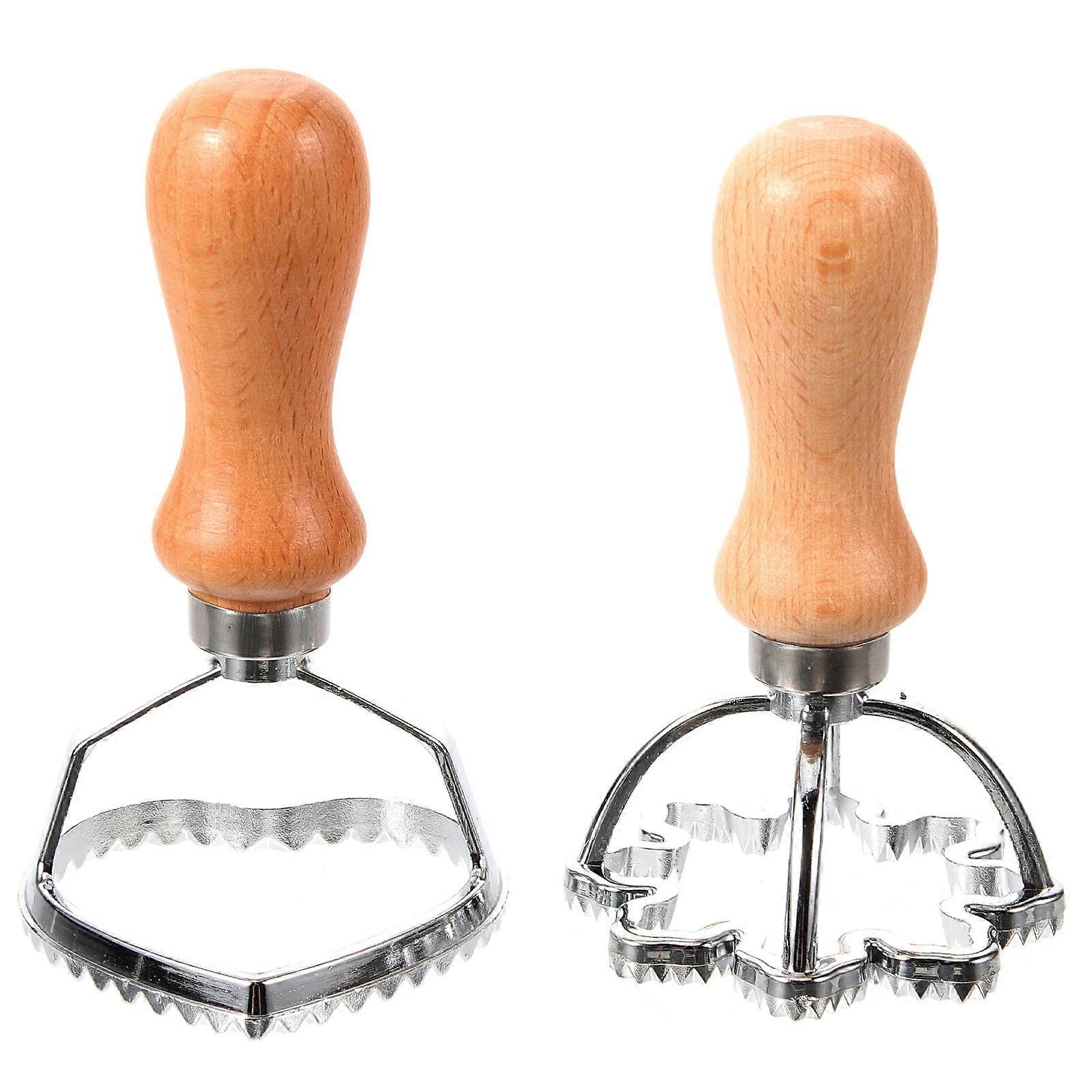 Biscuit Mold with Wooden Handle for Baking Cookie Embossed 10Pcs Set