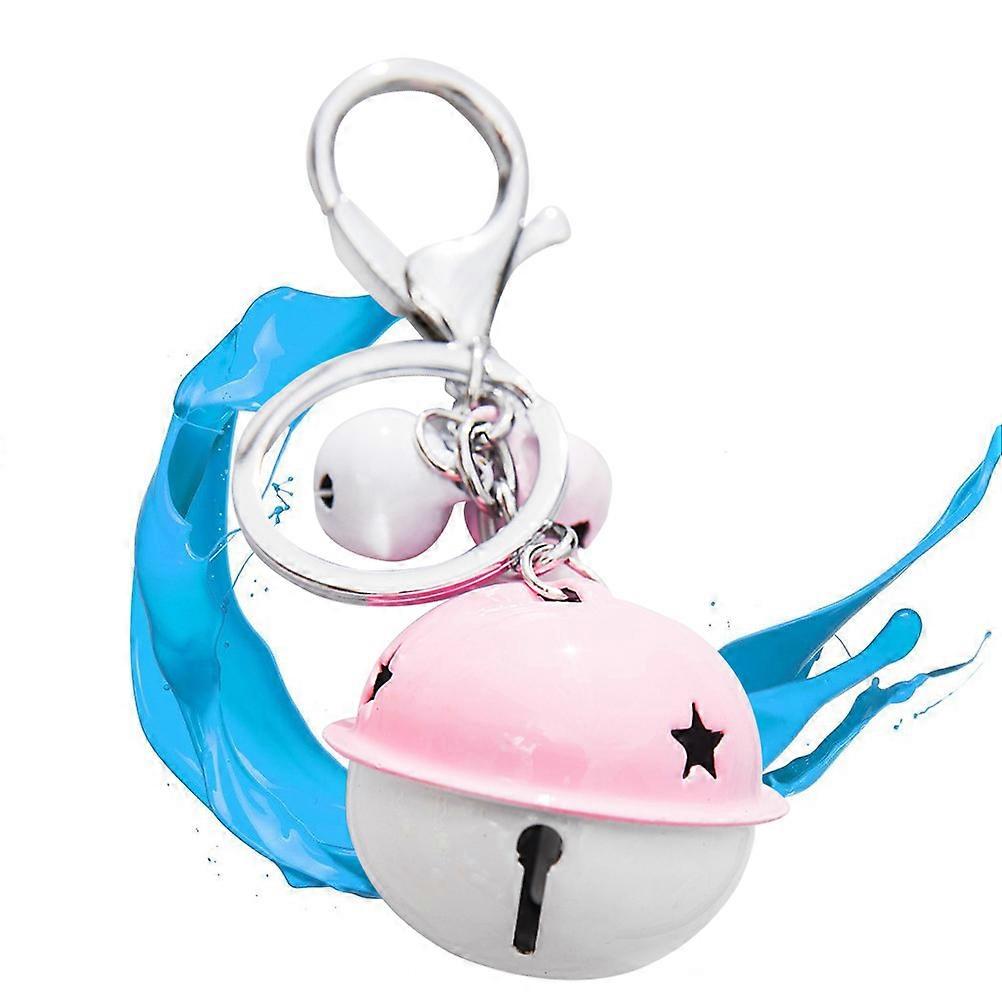 Bell Keychain Metal Small Bells for Decoration 2Pcs Pink Key Ring