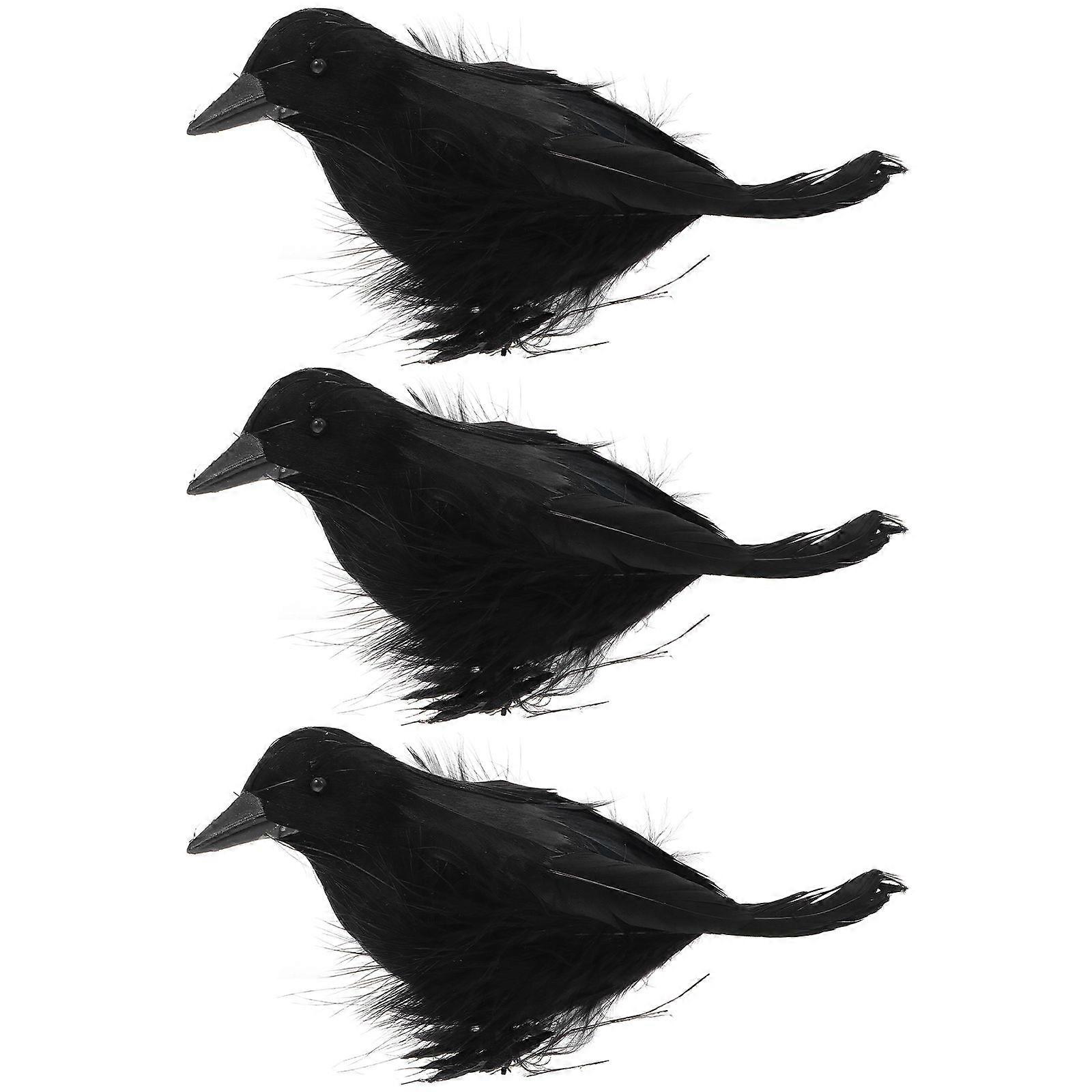 3pcs Simulation Crow Shape Adornment Desktop Decoration Creative Ornament(Black)