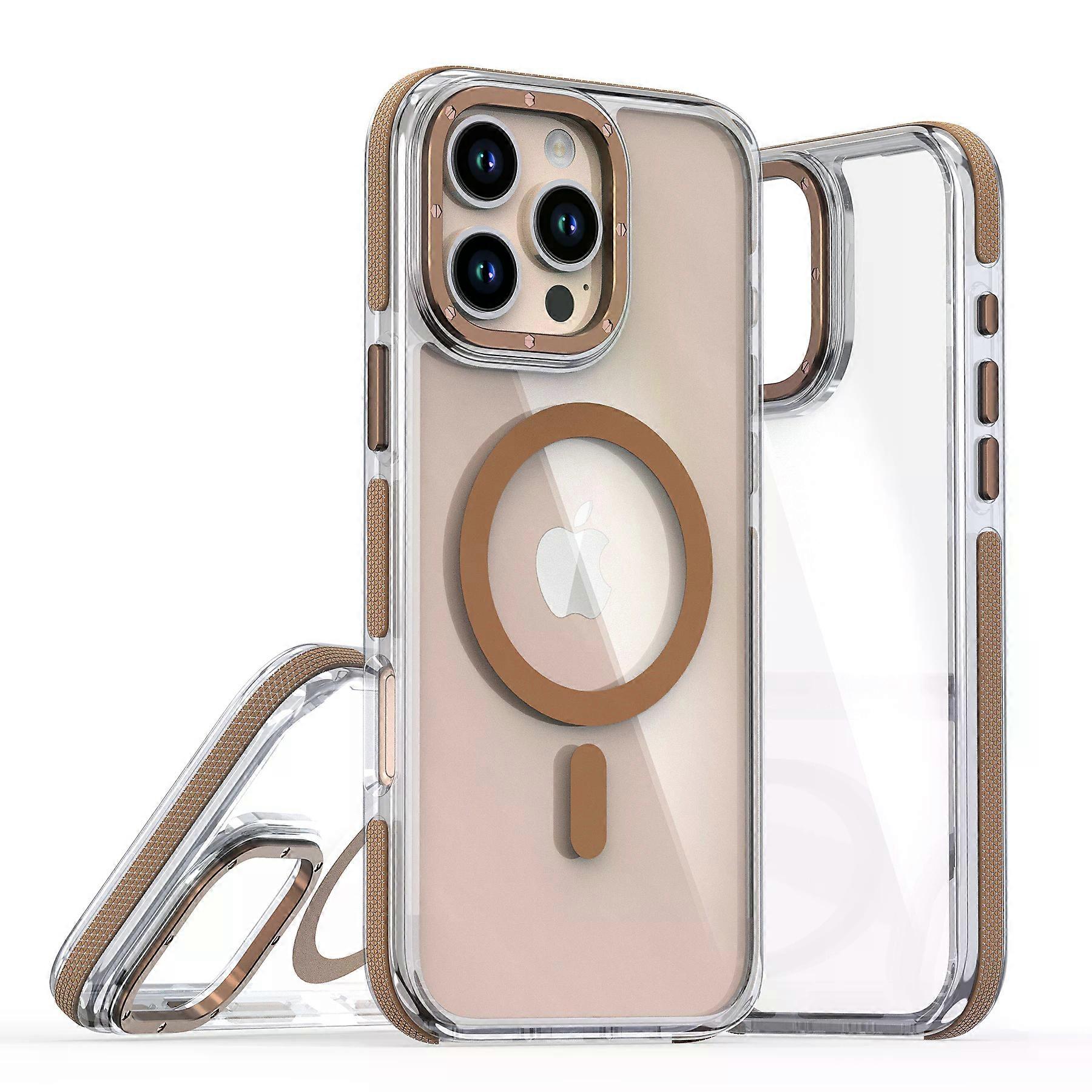 Case for iPhone 16 Pro max Magsafe Wireless Charging Case for iPhone 16 Plus Magnetic Metal Lens Frame Buttons Transparent Cover