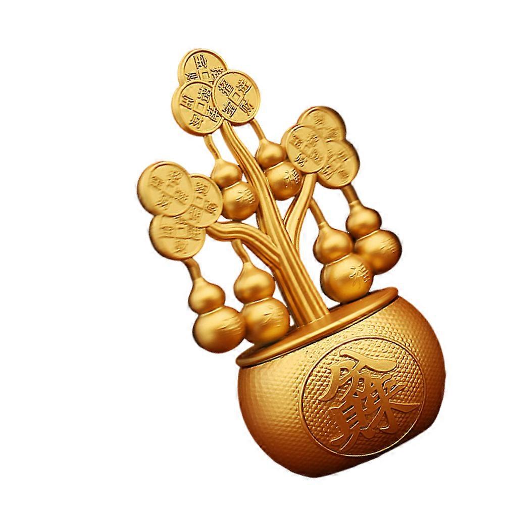 Golden Wealth Tree Feng Shui Tree Rotatable Decoration 2Pcs for Prosperity