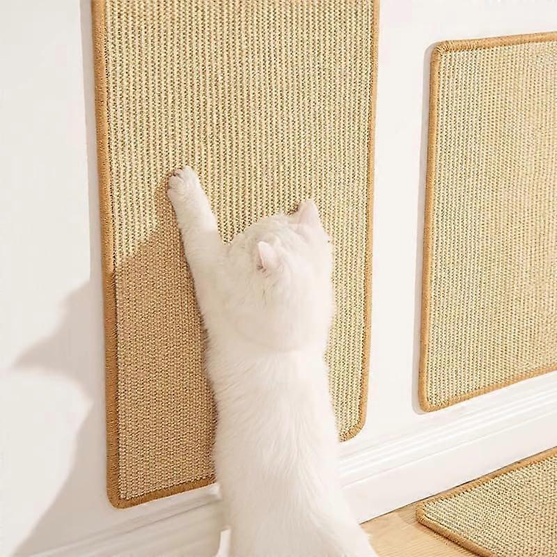 Cat Scratching Mat Model 1 Natural Sisal Fabric 20x40cm With Velcro Tape Wall Protector Sofa Saver Indoor Cats Rabbits