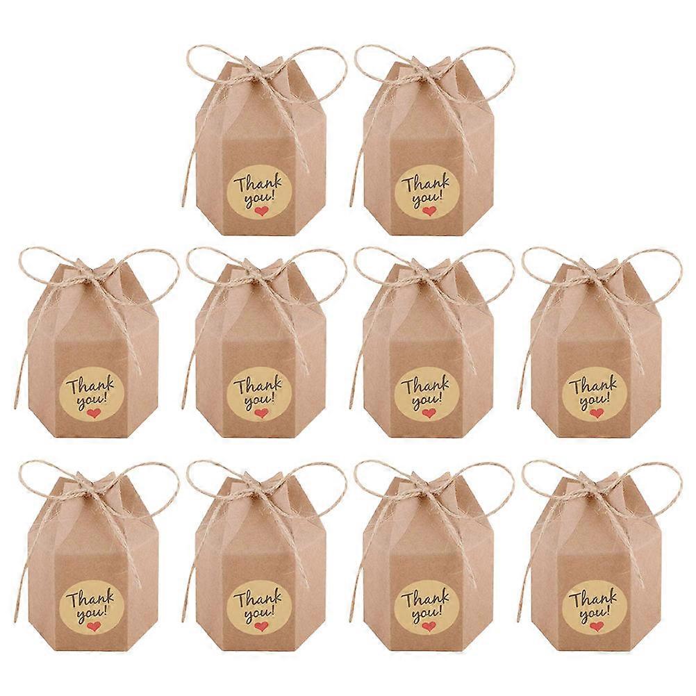 Hexagon Present Box Paper Gift Box for Storage Use 150Sets Brown Kraft