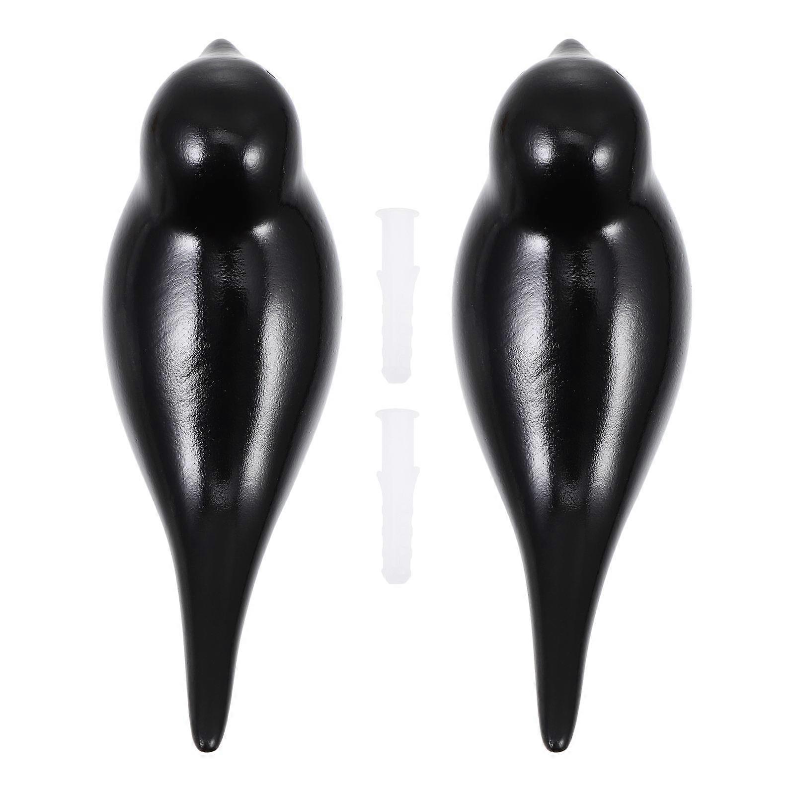 Bird Shape Clothes Hooks Black for Hat Hanging 2Pcs Wall Mounted Hooks