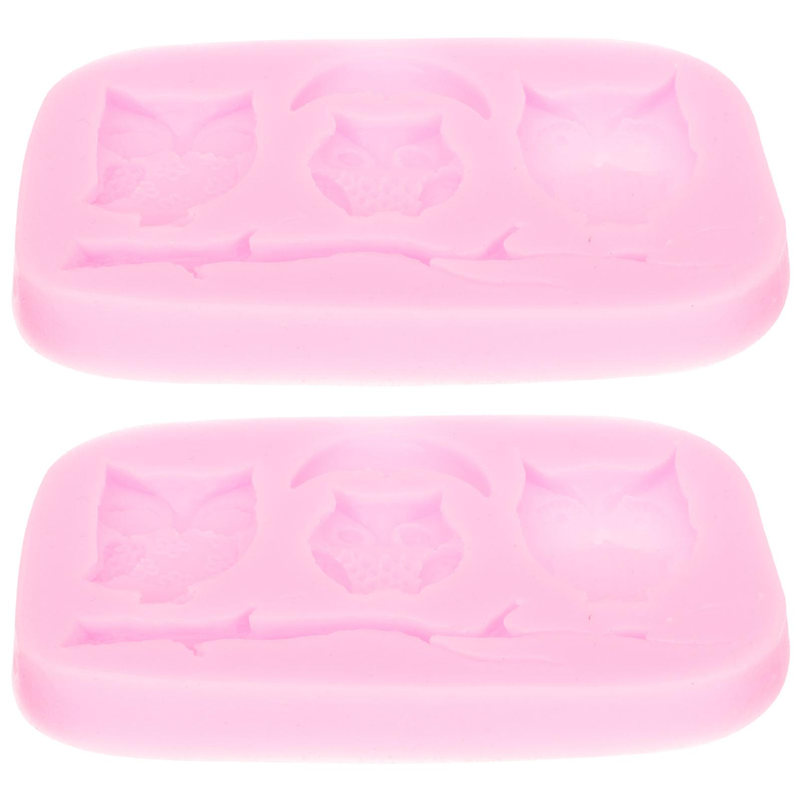 Silicone Food Molds Owl Design for Baking and DIY 10Pcs Pink Kit
