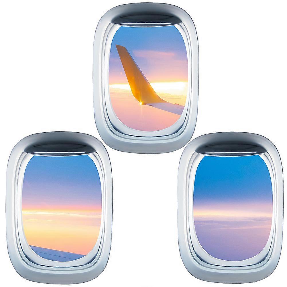 Decorative Window Mural Decals 6Pcs Rectangular Simulated Airplane Design Ideal For Living Room Bedroom And Dormitory Decoration