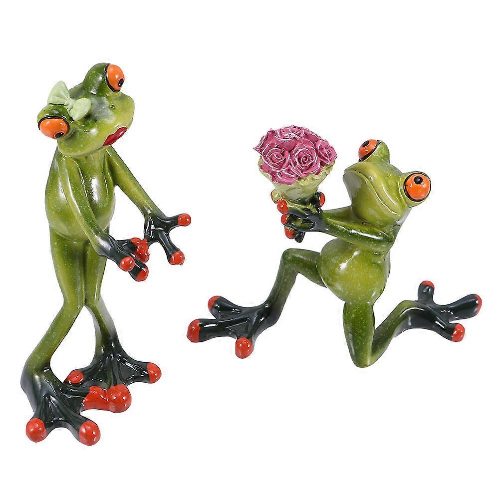 Decorazione in resina a forma di rana, modello di rana, decorazione per giardino, 2 pezzi