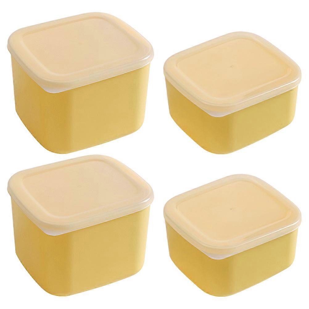 Fridge Storage Containers 12Pcs Multi-Function Cheese Holder For Refrigerator Organization 12X11CM Yellow PP Practical