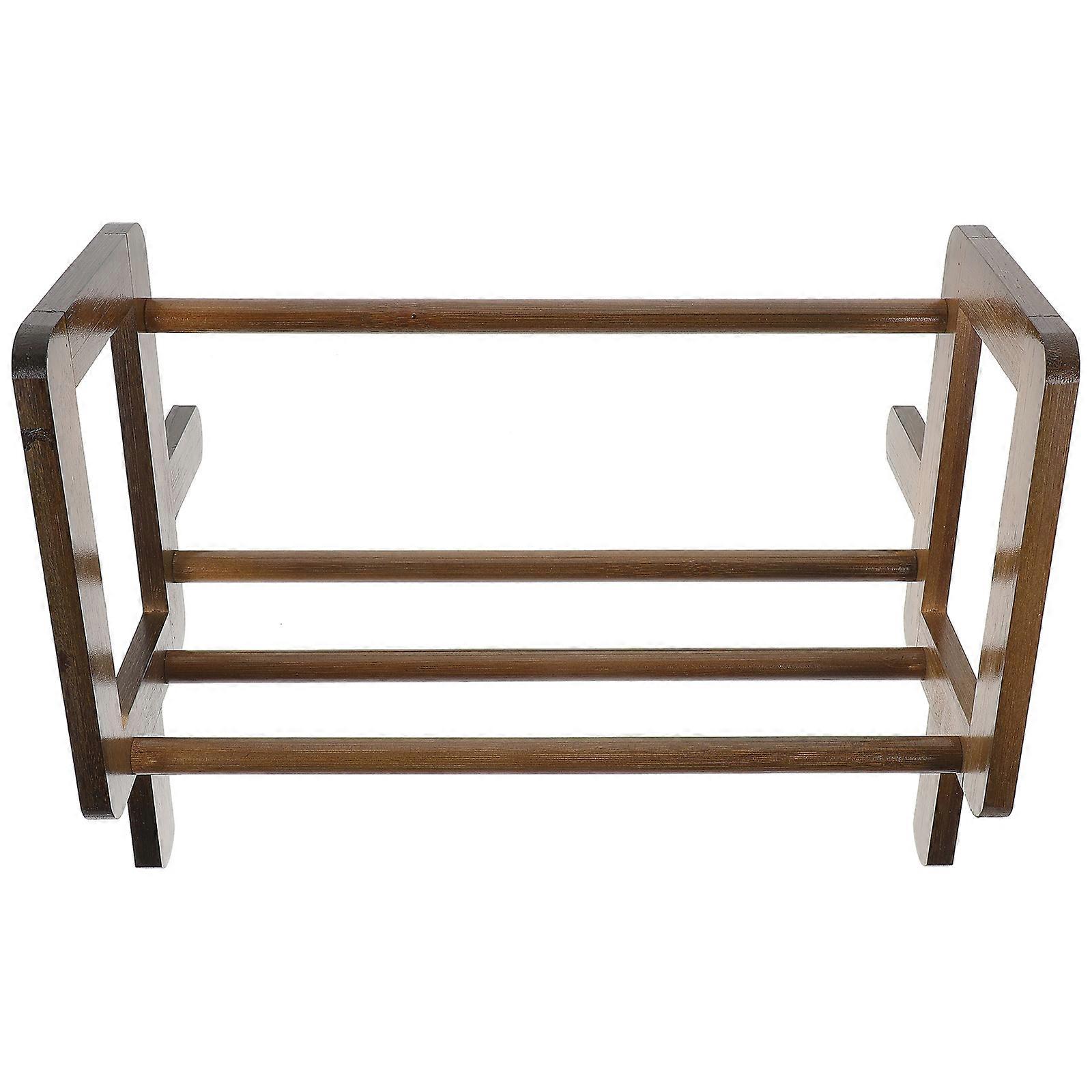 Bamboo Desktop Bookshelf Dark Brown Magazine Shelf for Storage with Smooth Finish