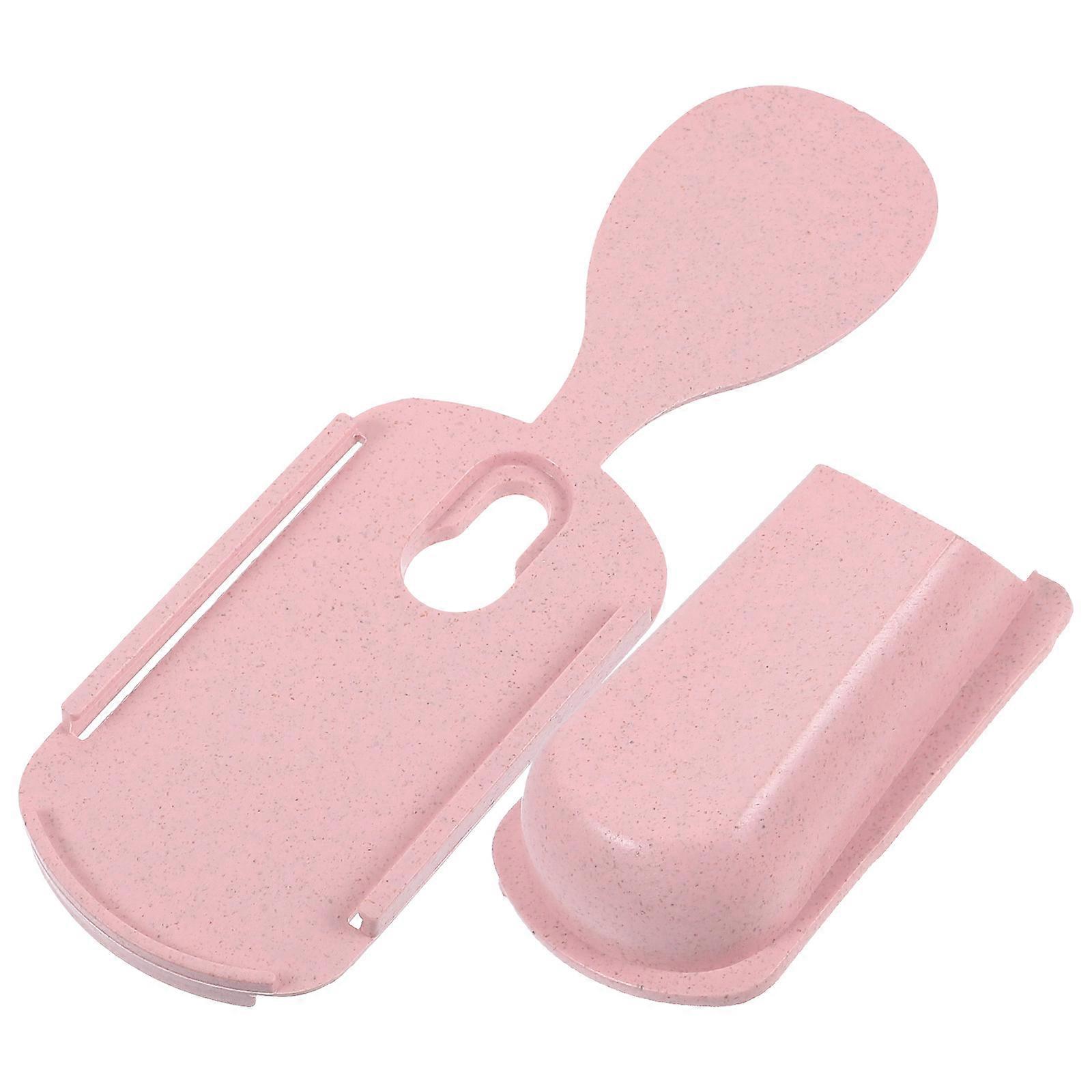 Compact Spoon Suction Cup Holder Kitchen Utensil Organization For Home Users Pink Color Rectangular 2Pcs